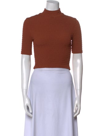 A.L.C. Mock Neck Short Sleeve Crop Top