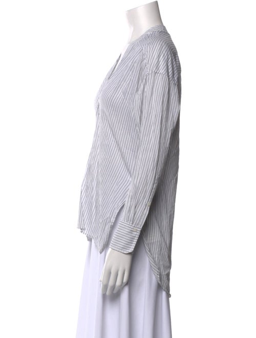 A.L.C. Striped V-Neck Button-Up Top