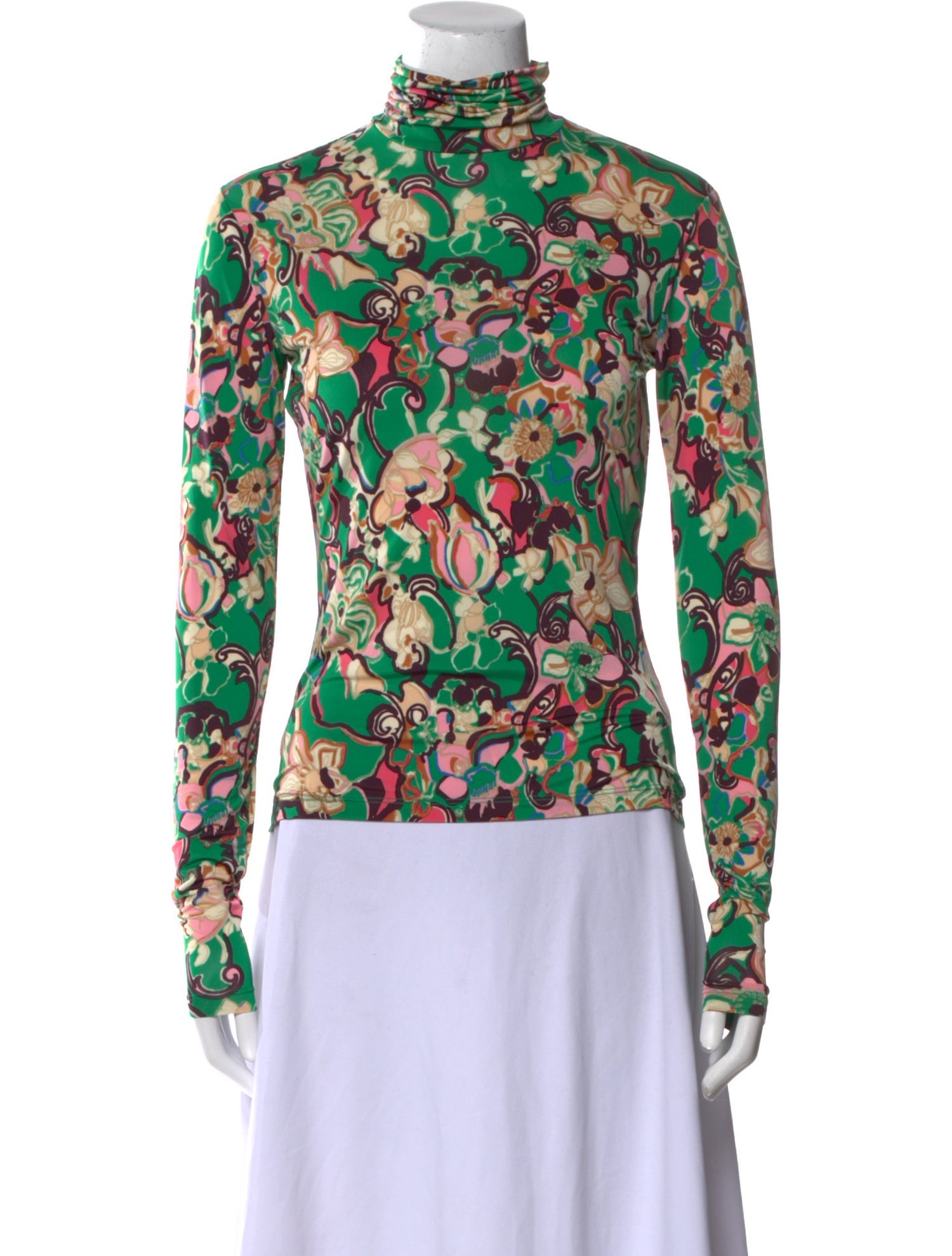 A.L.C. Floral Print Mock Neck Top