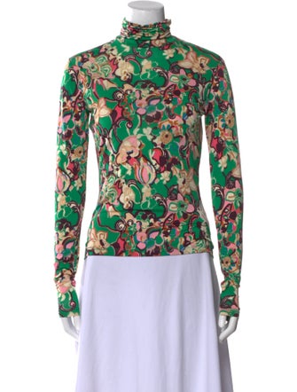 A.L.C. Floral Print Mock Neck Top