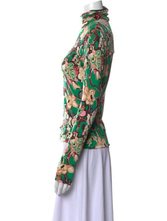 A.L.C. Floral Print Mock Neck Top