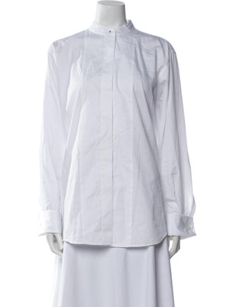 A.L.C. Mock Neck Long Sleeve Button-Up Top