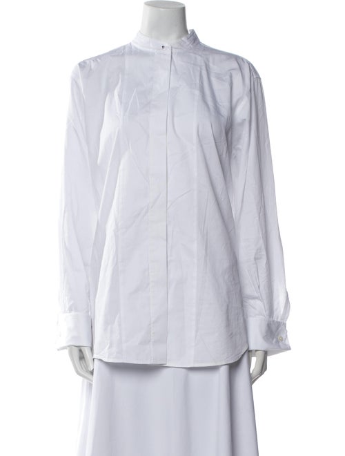 A.L.C. Mock Neck Long Sleeve Button-Up Top