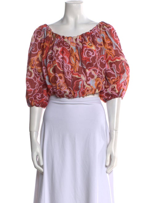 A.L.C. Linen Printed Crop Top