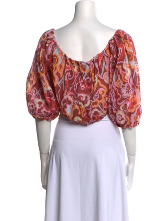 A.L.C. Linen Printed Crop Top