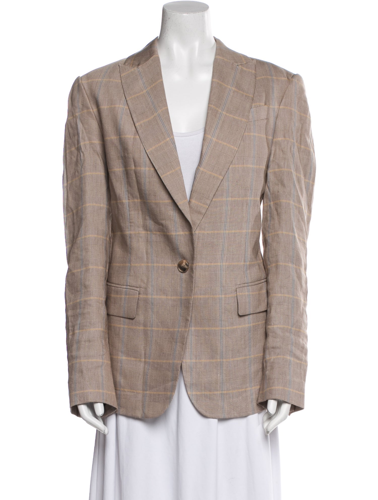 A.L.C. Linen Plaid Print Blazer