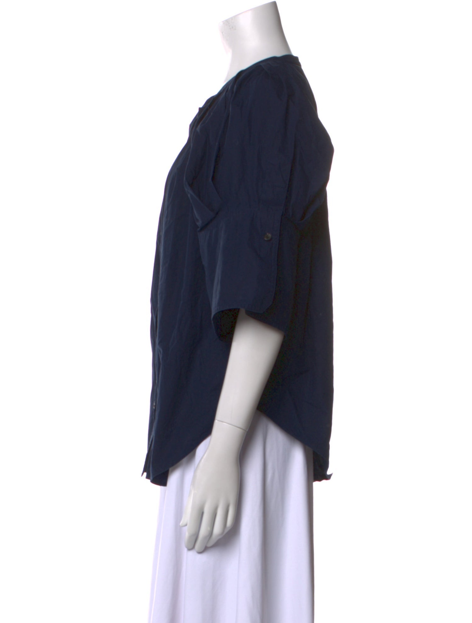 A.L.C. Crew Neck Short Sleeve Button-Up Top