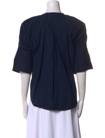 A.L.C. Crew Neck Short Sleeve Button-Up Top