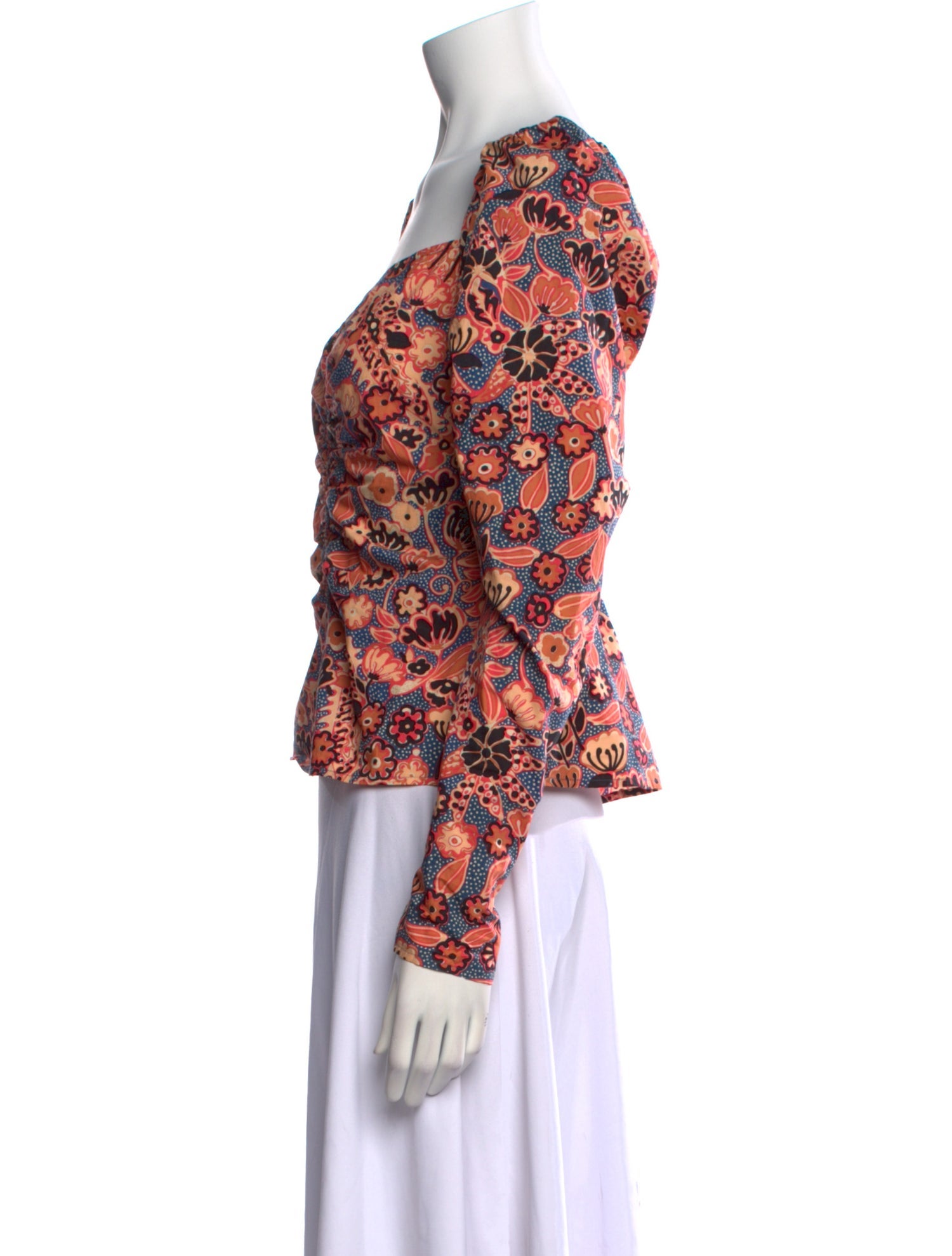 A.L.C. Floral Print Square Neckline Blouse