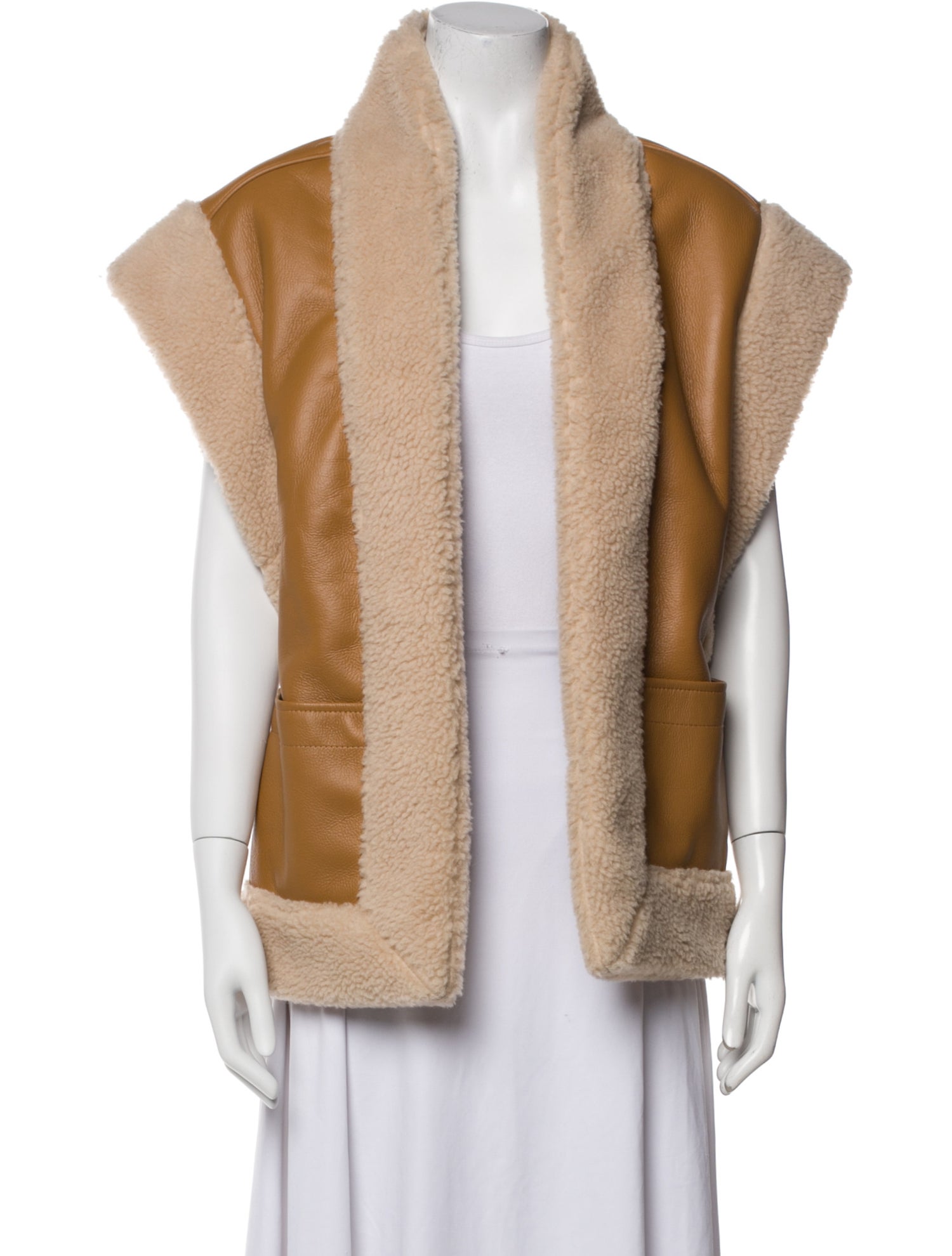 A.L.C. Faux Shearling Colorblock Pattern Vest