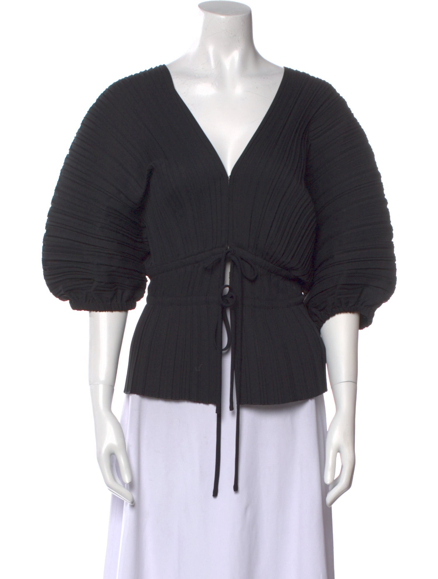 A.L.C. V-Neck Three-Quarter Sleeve Crop Top