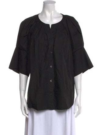 A.L.C. Scoop Neck Three-Quarter Sleeve Button-Up Top