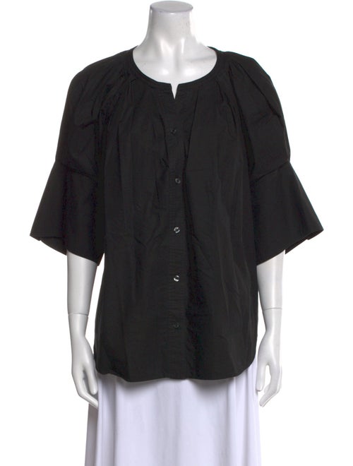 A.L.C. Scoop Neck Three-Quarter Sleeve Button-Up Top