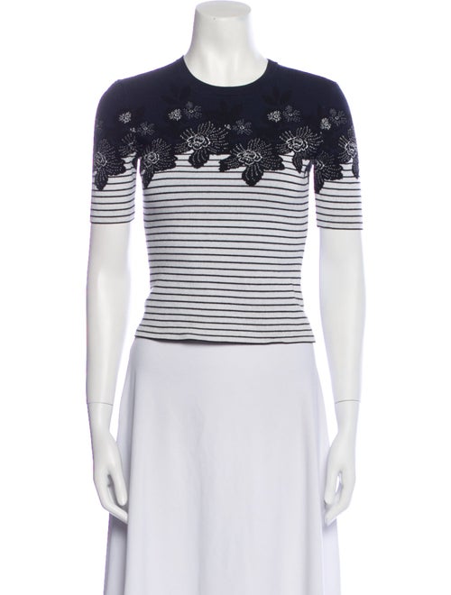 A.L.C. Striped Crew Neck Crop Top