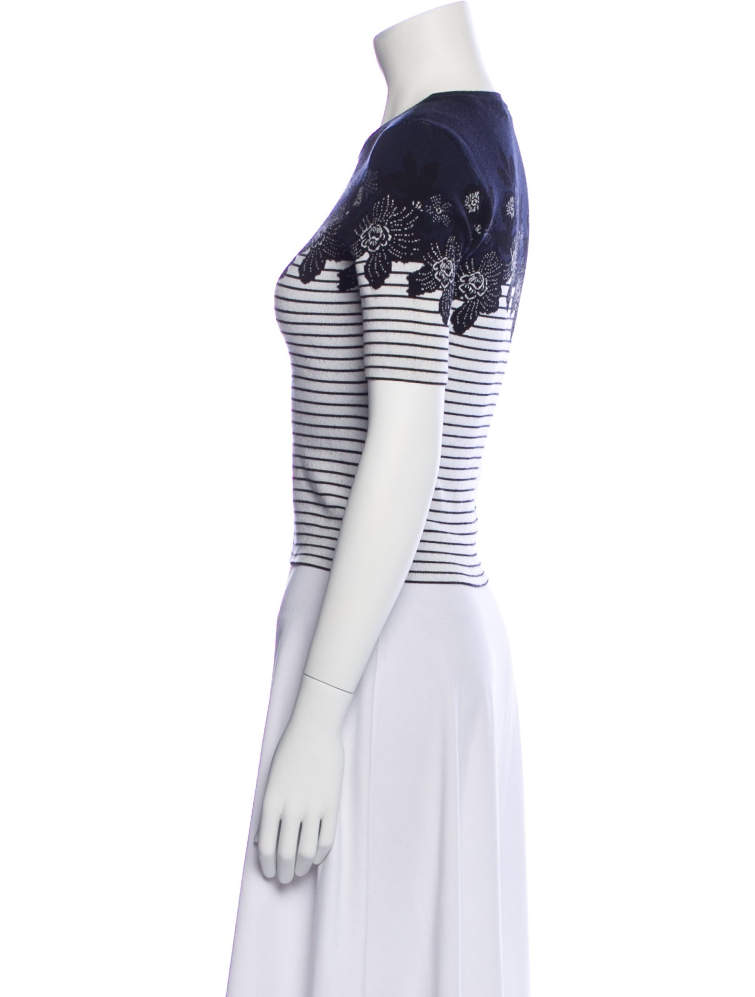 A.L.C. Striped Crew Neck Crop Top