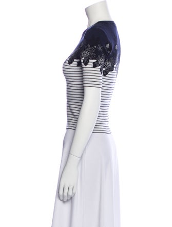 A.L.C. Striped Crew Neck Crop Top