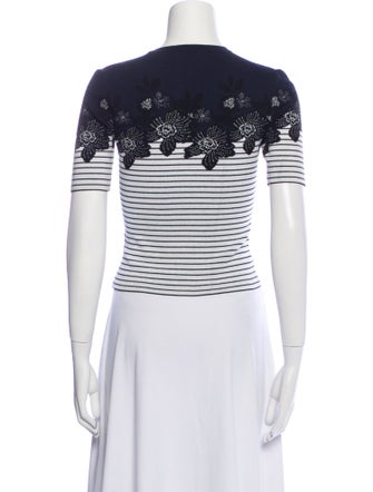 A.L.C. Striped Crew Neck Crop Top