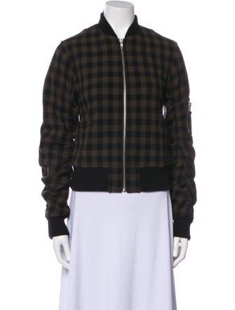 A.L.C. Virgin Wool Plaid Print Bomber Jacket