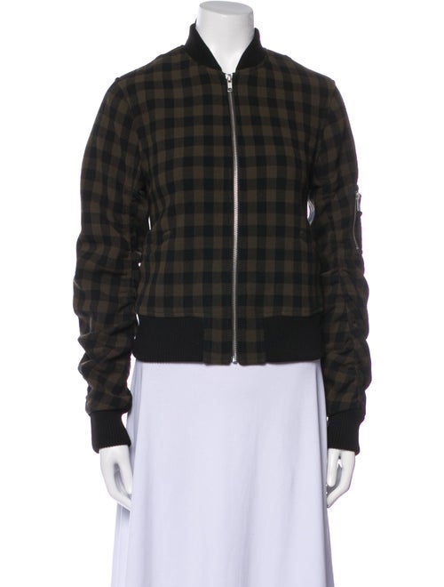 A.L.C. Virgin Wool Plaid Print Bomber Jacket