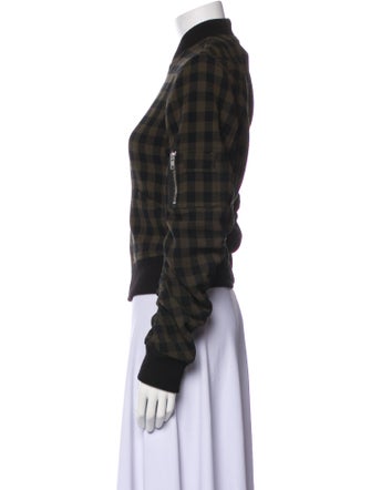 A.L.C. Virgin Wool Plaid Print Bomber Jacket