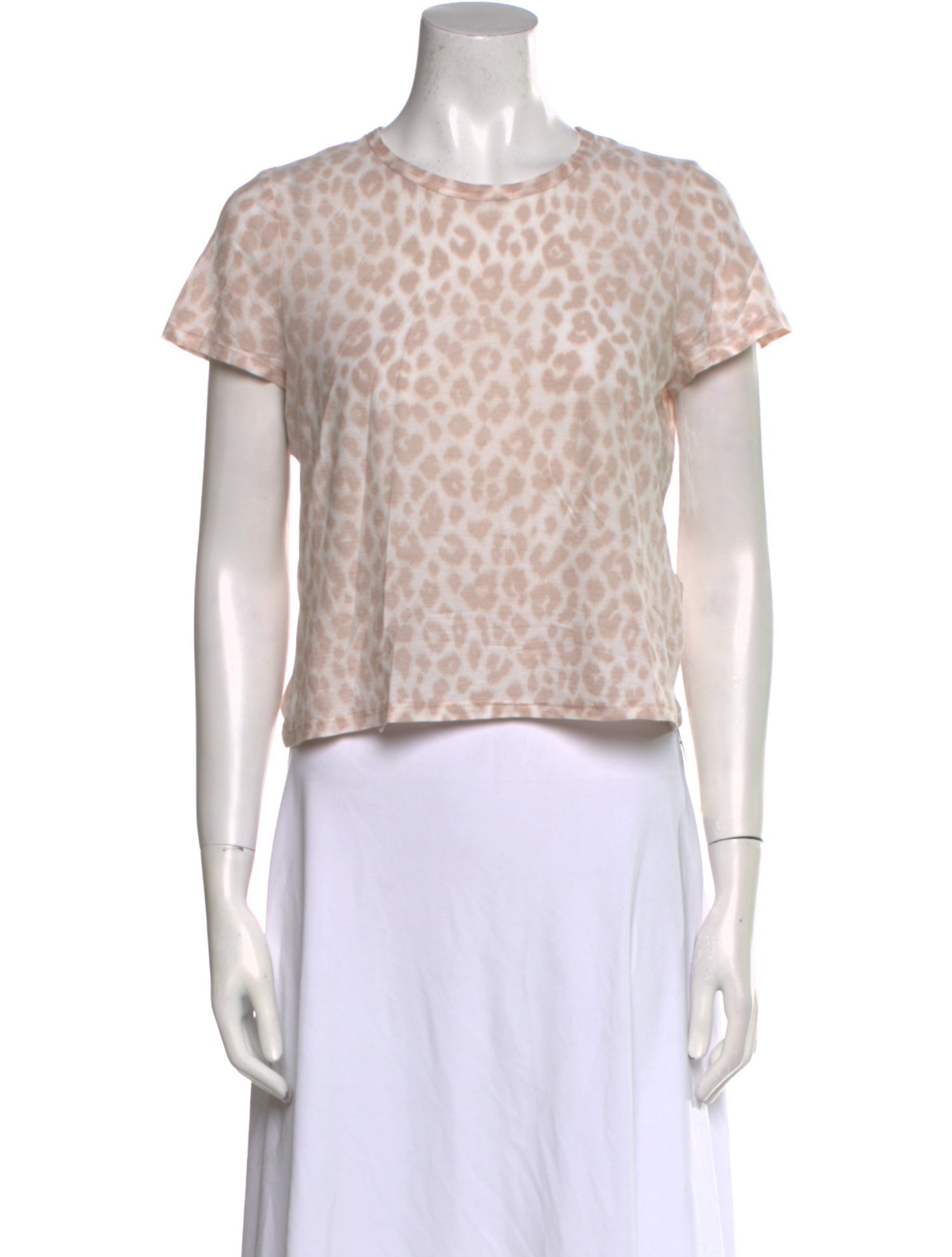 A.L.C. Animal Print Crew Neck Crop Top