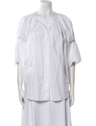 A.L.C. Crew Neck Three-Quarter Sleeve Button-Up Top