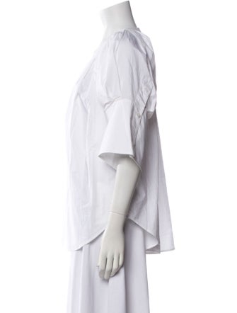 A.L.C. Crew Neck Three-Quarter Sleeve Button-Up Top