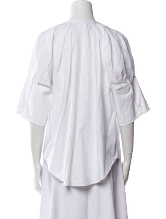 A.L.C. Crew Neck Three-Quarter Sleeve Button-Up Top