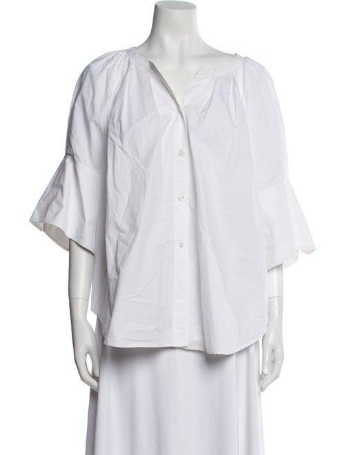 A.L.C. V-Neck Three-Quarter Sleeve Button-Up Top