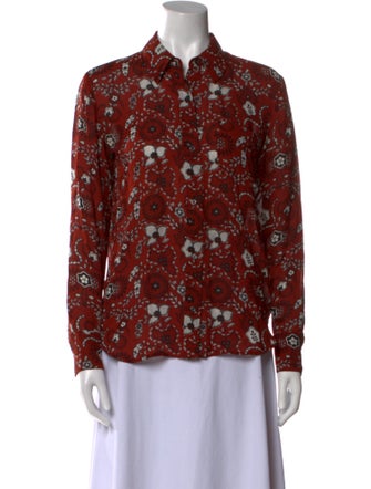 A.L.C. Silk Floral Print Button-Up Top