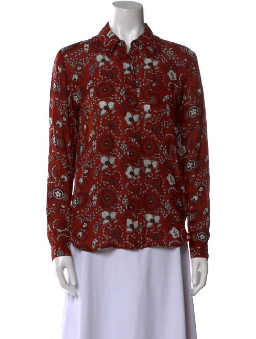 A.L.C. Silk Floral Print Button-Up Top