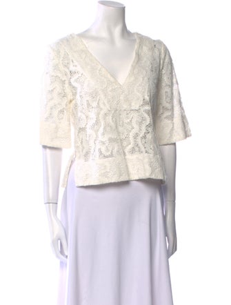 A.L.C. Lace Pattern V-Neck Crop Top