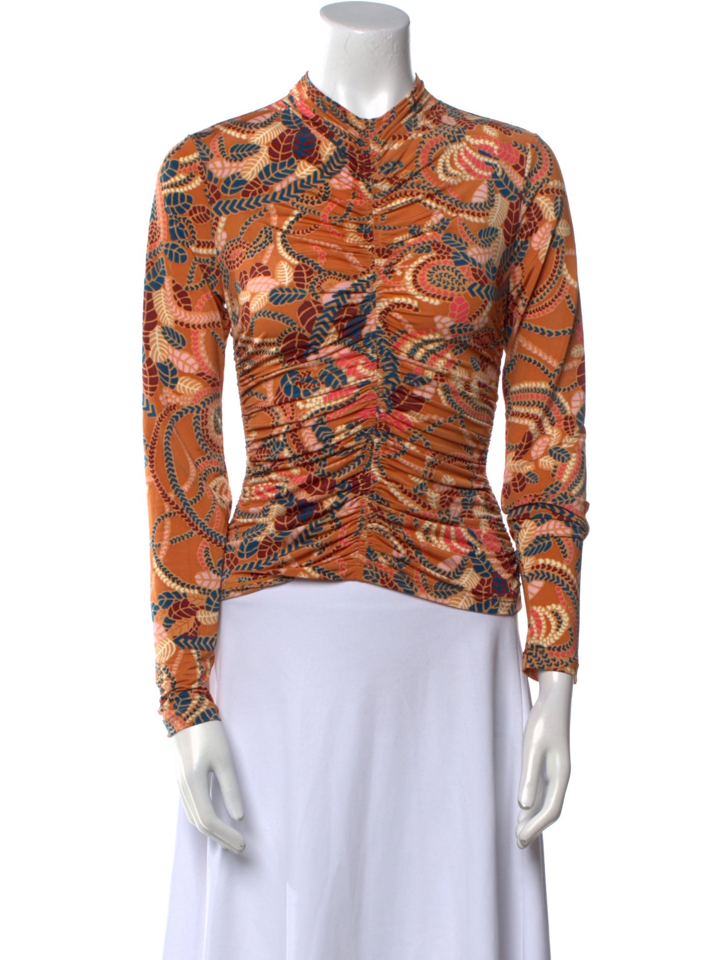 A.L.C. Printed Mock Neck Blouse