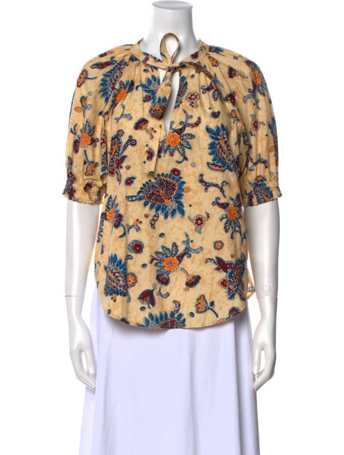 A.L.C. Floral Print Tie Neck Blouse