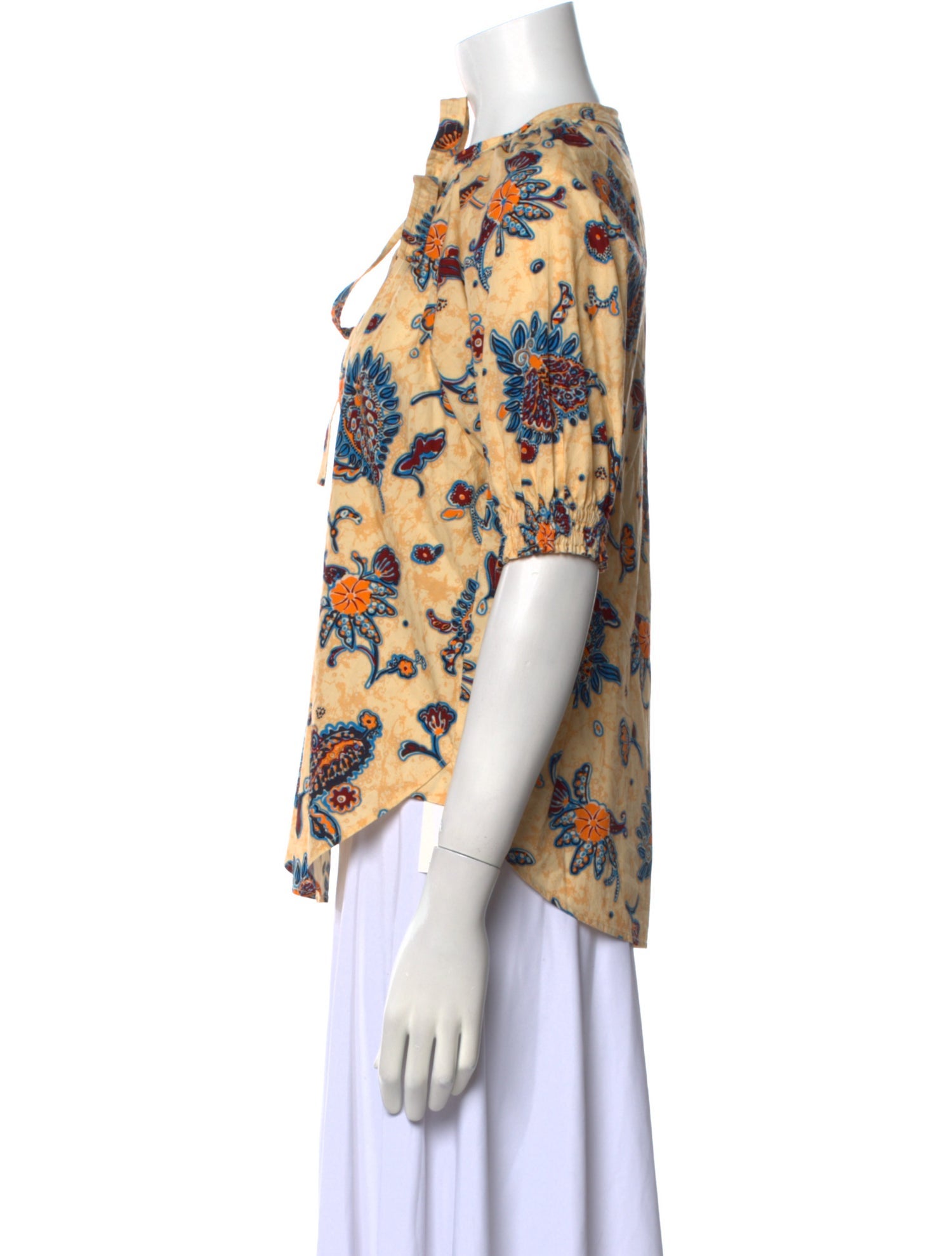 A.L.C. Floral Print Tie Neck Blouse