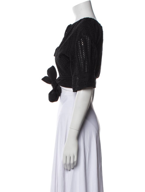 A.L.C. Tie Neck Short Sleeve Crop Top