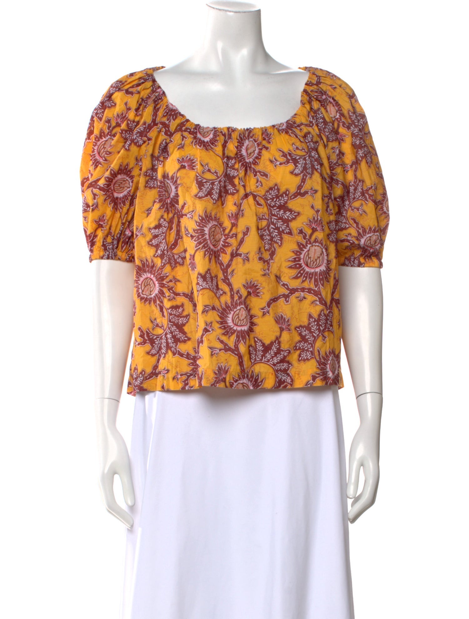 A.L.C. Floral Print Square Neckline Blouse