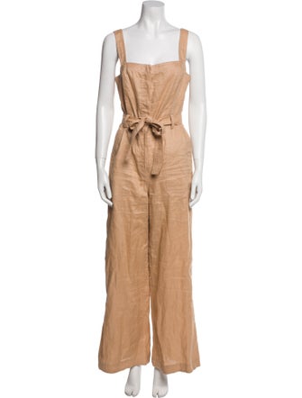 A.L.C. Linen Square Neckline Jumpsuit