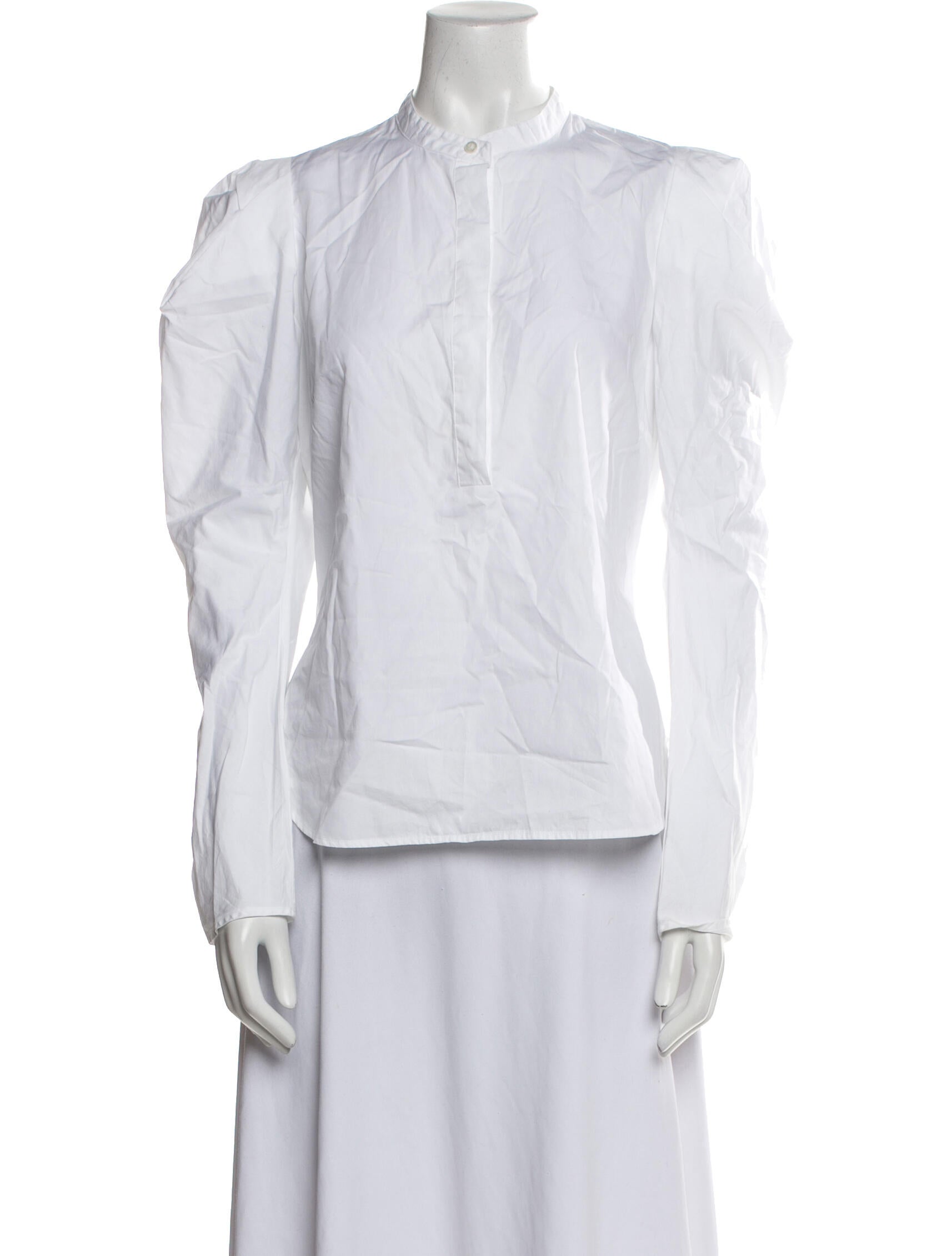 A.L.C. Mock Neck Long Sleeve Button-Up Top