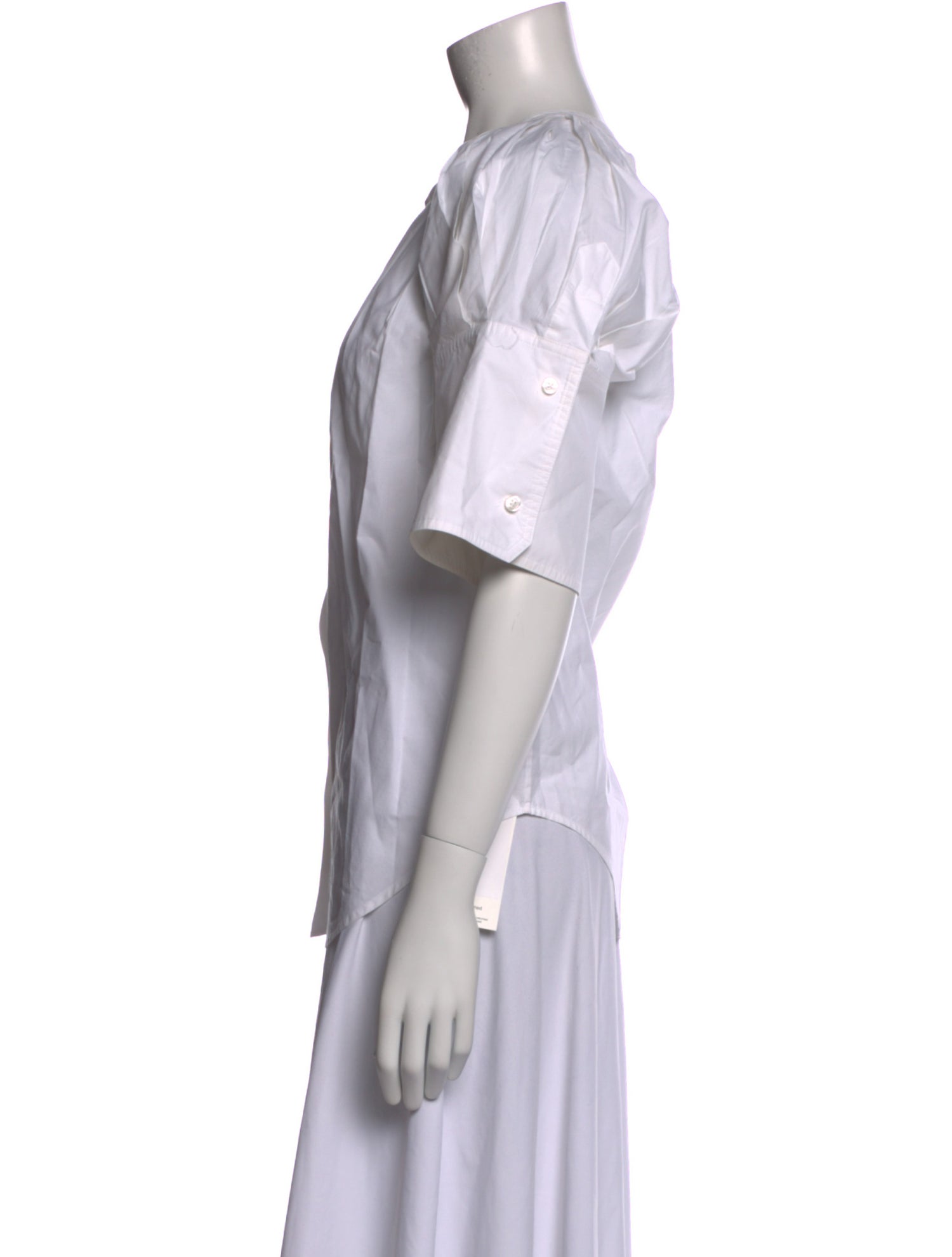 A.L.C. Crew Neck Short Sleeve Button-Up Top