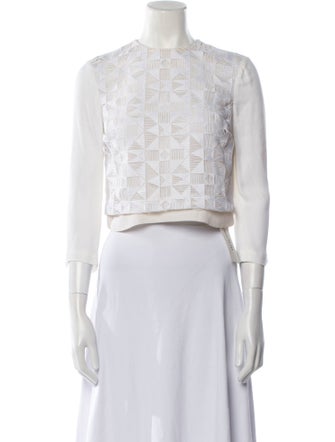 A.L.C. Lace Pattern Crew Neck Crop Top