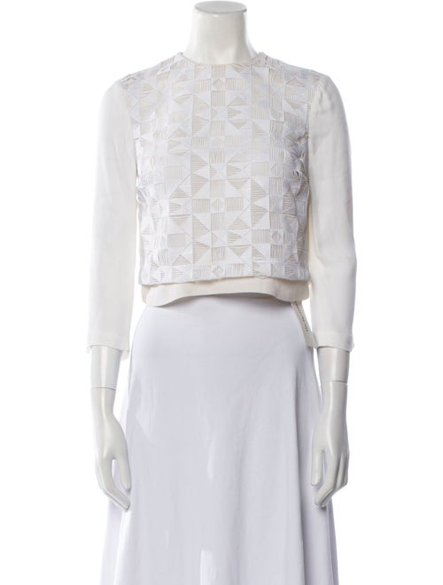 A.L.C. Lace Pattern Crew Neck Crop Top