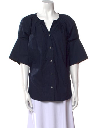 A.L.C. V-Neck Short Sleeve Button-Up Top