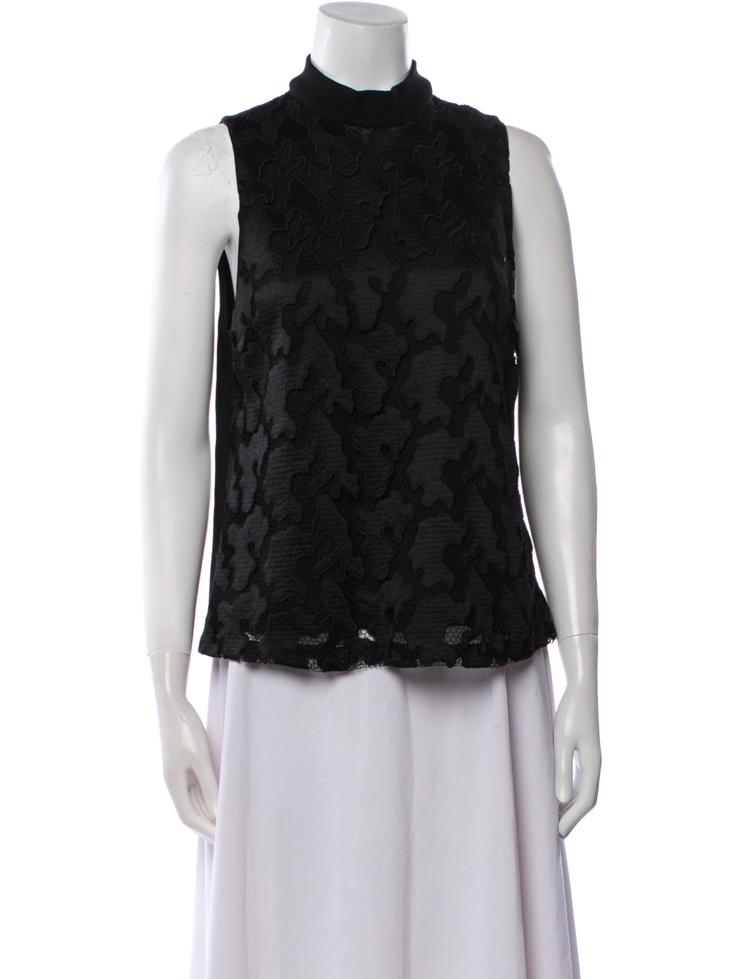 A.L.C. Lace Pattern Mock Neck Blouse