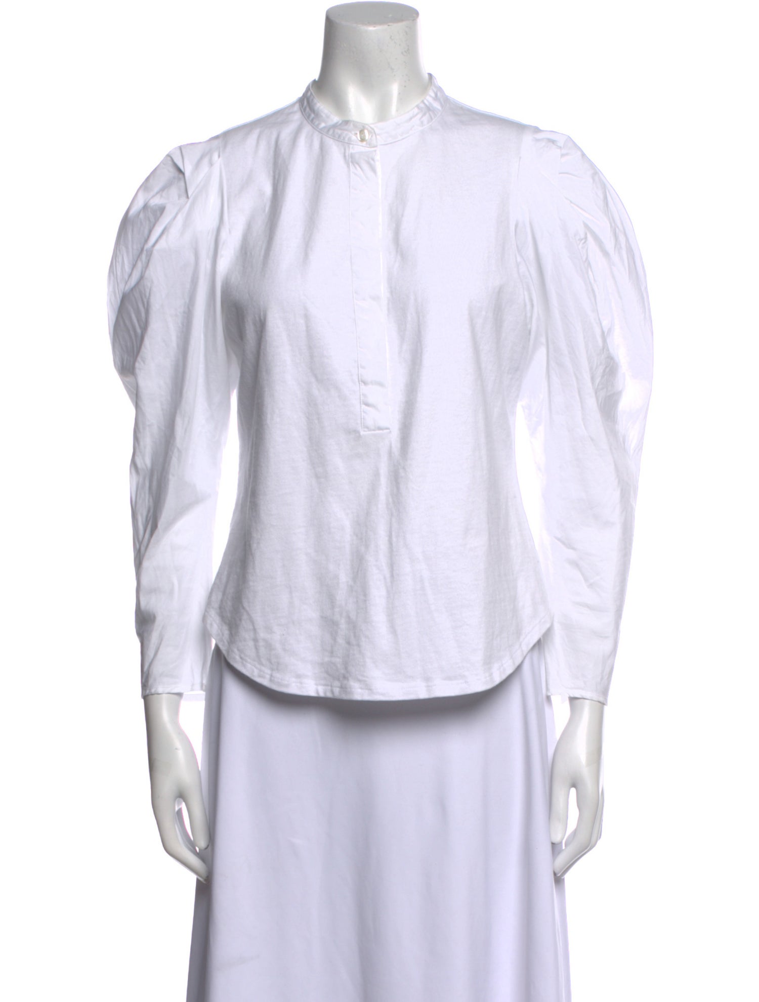 A.L.C. Mock Neck Three-Quarter Sleeve Button-Up Top