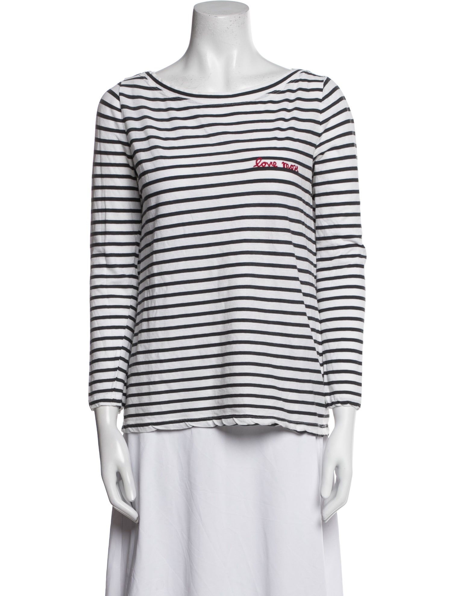 A.L.C. Striped Bateau Neckline T-Shirt