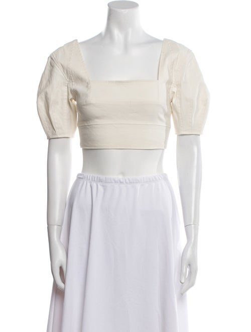 A.L.C. Linen Square Neckline Crop Top