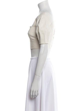 A.L.C. Linen Square Neckline Crop Top