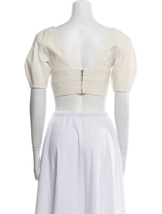 A.L.C. Linen Square Neckline Crop Top