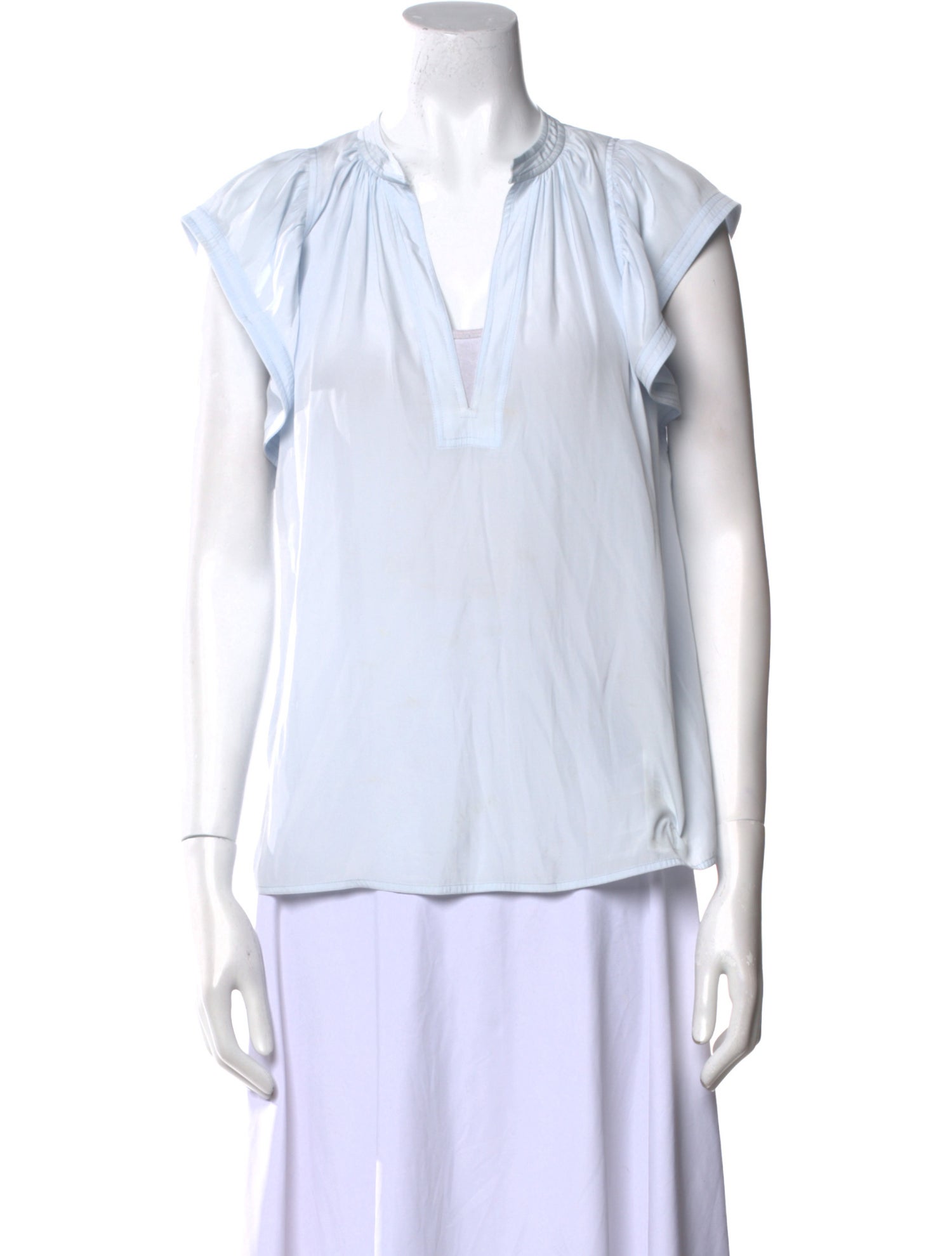 A.L.C. V-Neck Short Sleeve Blouse